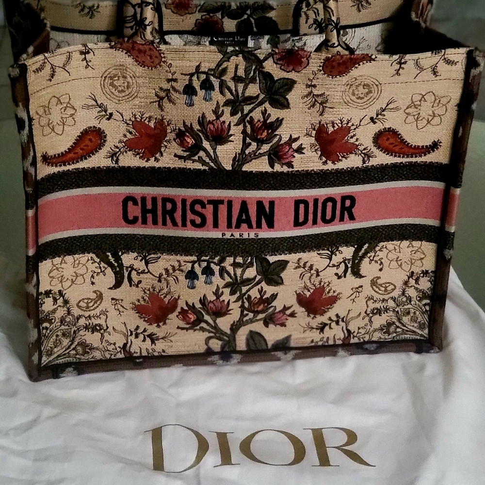 Christian Dior Large Tote Embroidered Canvas